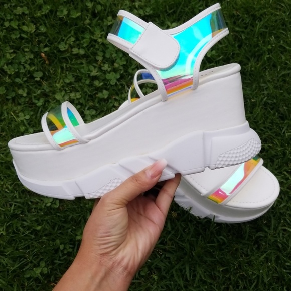 Sarah Siah Shoes - Last Size 6 🖤Transparent Holographic Flatform